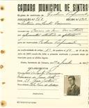 Registo de matricula de cocheiro profissional em nome de António dos Santos ...... , morador em Casais de Mem Martins, com o nº de inscrição 960.