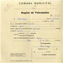 Registo de velocípede com o nº 2983, em nome de António Correia, morador em Agualva.