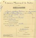 Registo de velocípede de marca Pombal, com o nº 6474, em nome de Rogério Agostinho Prata Dias, morador em Sintra.