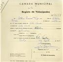 Registo de velocípede de marca Flecha, com o nº 2657, em nome de António Pedroso Tojeira, morador em Vila Verde.