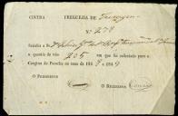 Recibo de pagamento da compra da freguesia da Terrugem passado a Frederico Guilherme da Silva Pereira.