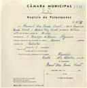 Registo de velocípede de marca Lancia, com o nº 4397, em nome de Manuel Dias Cunha Vicente, morador em Algueirão.