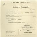 Registo de velocípede de marca Tagus, com o nº 2665, em nome de António Pedro da Silva, morador em Sintra.