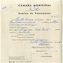 Registo de velocípede de marca Cycles Pombal, com o nº 4951, em nome de Carlos Ferreira Nunes, morador em Terrugem.