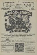 Programa do filme "Coração de Bandido" realizado por William Russel com a participação de Robert Ryan, Claire Trevor, Robert Preston, Jack Buetel, Walter Brennan, Bruce Cabot, Lawrence Tierney e John Archer.