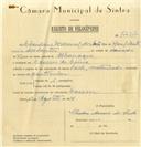 Registo de velocípede de marca Saches, com o nº 7252, em nome de Claudino Manuel dos Santos, morador em Cacém de Cima.