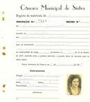 Registo de matricula de carroceiro em nome de Domingas Gertrudes, moradora em Odrinhas, com o nº de inscrição 1901.