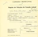 Registo de um veiculo de duas rodas tirado por um animal de espécie cavalar destinado a transporte de mercadorias em nome de José Caetano Salema Garção, morador em Sintra.