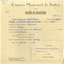 Registo de velocípede de marca Nacional, com o nº 6097, em nome de José da Graça Mendes Ferreira, morador em Queluz.
