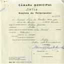 Registo de velocípede de marca Cycles Pombal, com o nº 5044, em nome de Manuel Alves da Cunha, morador em Sintra.