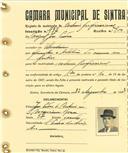 Registo de matricula de cocheiro profissional em nome de Miguel José Pedro, morador na Abrunheira, com o nº de inscrição 932.