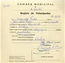 Registo de velocípede de marca Olympique, com o nº 3199, em nome de Virgílio Pedro, morador em Cabriz.