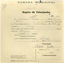 Registo de velocípede com o nº 839, em nome de António Conceição Pinto, morador em Sabugo.