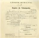 Registo de velocípede de marca Olympique, com o nº 3152, em nome de José Ferreira de Ascensão, morador em Queluz.