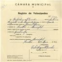 Registo de velocípede com o nº 4231, em nome de Carlos Augusto Canelas, morador em Mucifal.
