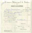 Registo de velocípede de marca Raio, com o nº 5032, em nome de Silvério Sebastião Garcia, morador em Montelavar.