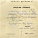 Registo de velocípede de marca Jacaré, com o nº 925, em nome de António Joaquim Pirolete, morador em Pero Pinheiro.