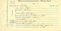 Recenseamento escolar de Rosa Leitão, filho de José Leitão, morador no Mucifal.