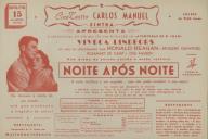 Programa do filme "Noite Após Noite" com a participação de Ronald Reagan, Brodarik Crawford, Rosamary de Camp e Osa Massen.