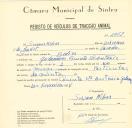 Registo de um veiculo de duas rodas tirado por um animal de espécie muar destinado a transporte de mercadorias em nome de Susan Kihn, moradora na Quinta de Santo António, Galamares.