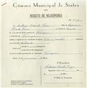 Registo de velocípede de marca Vilar com motor, com o nº 5513, em nome de António Vicente Pires, morador em Terrugem.