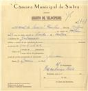 Registo de velocípede com o nº 7421, em nome de Manuel da Conceição Faustino, morador em Galamares.