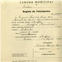 Registo de velocípede com o nº 2096, em nome de Francisco Maceira Neves, morador em Assafora.