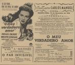 Programa do filme "O Meu Verdadeiro Amor" realizado por Compton Bennett  com a participação de Phyllis Calvet, Melvyn Douglas, Wanda Hendrix, Philip Friend e Binnie Barnes.