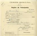 Registo de velocípede com o nº 3560, em nome de Henrique Jorge, morador em Vale de Lobos.