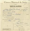 Registo de velocípede de marca Nacional, com o nº 8279, em nome de Horácio Ferreira Soares Pimentel, morador em Morelinho.