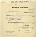 Registo de velocípede com o nº 2290, em nome de Heitor José da Costa, morador em Queluz.