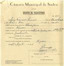 Registo de velocípede de marca Cuciolo, com o nº 6604, em nome de Luís Francisco Simões, morador em Negrais.