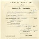 Registo de velocípede de marca Champion, com o nº 3190, em nome de João José Macieira Condeixa, morador em Algueirão.