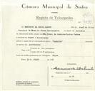 Registo de velocípede de marca Cabrita, com o nº 9099, em nome de Maximino da Silva Canuto, morador em Anços.