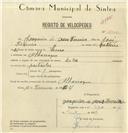 Registo de velocípede de marca Deka, com o nº 6903, em nome de Joaquim de Jesus Ferreira, morador em Albarraque.