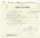 Registo de velocípede de marca Cuciolo, com o nº 8585, em nome de João António dos Santos, morador em Ribeira de Carenque.