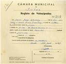 Registo de velocípede de marca Oriental, com o nº 3114, em nome de Carlos Jorge Roneberg, morador em Avª Conde de Amorim, Sintra.