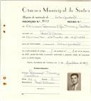Registo de matricula de velocipedista em nome de Elisiário Manuel José Tomás Coelho, morador em Montelavar, com o nº de inscrição 6539.