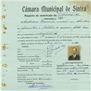 Registo de matricula de velocipedista em nome de Estêvão Francisco, morador na Abrunheira, com o nº de inscrição 800.