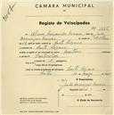 Registo de velocípede com o nº 1225, em nome de Alcino Miranda Mouro, morador em Santa Susana.