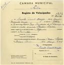 Registo de velocípede com o nº 1272, em nome de Leonor Duarte Araújo, morador em Avª Heliodoro Salgado, Sintra.