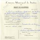 Registo de velocípede de marca Nacional, com o nº 5165, em nome de António de Oliveira Capote, morador em Rinchoa.
