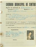 Registo de matricula de velocipedista em nome de José António de Oliveira, morador no Cacém, com o nº de inscrição 1136.