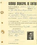 Registo de matricula de cocheiro profissional em nome de José Pedro Correia Borges Cabral, morador na Penha Longa, com o nº de inscrição 894.