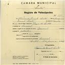 Registo de velocípede de marca Nacional, com o nº 2801, em nome de Fernando Duarte Costa, morador em Carrascal.