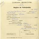 Registo de velocípede com o nº 2962, em nome de Maria José Ferreira Frazão, moradora em Cacém.