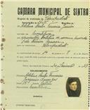 Registo de matricula de velocipedista em nome de Adelino Carlos Tomasio Júnior, morador em Montelavar, com o nº de inscrição 1606.