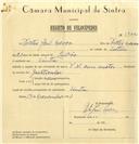 Registo de velocípede de marca V.N. com motor, com o nº 6722, em nome de Vítor José Névoa, morador em Sintra.