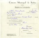 Registo de velocípede de marca Nacional, com o nº 8798, em nome de António Polido Jangada, morador em Faião.
