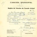 Registo de um veiculo de duas rodas tirado por dois animais de espécie bovina destinado a transporte de mercadorias em nome de José Francisco Isidoro, morador no Algueirão.